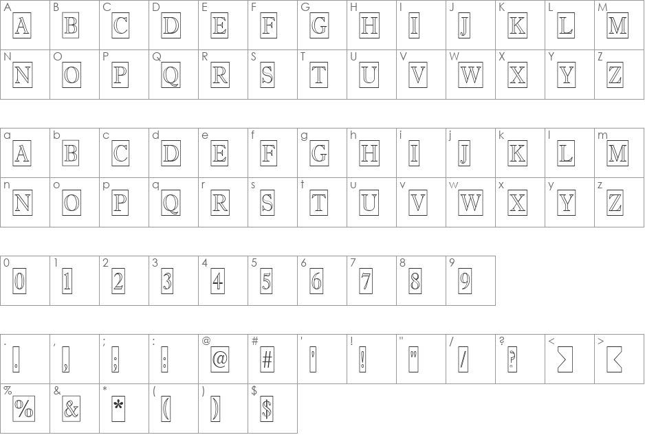 a_AntiqueTitulTrCmOtl font character map preview