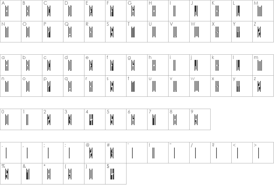 MISHELAMIE font character map preview
