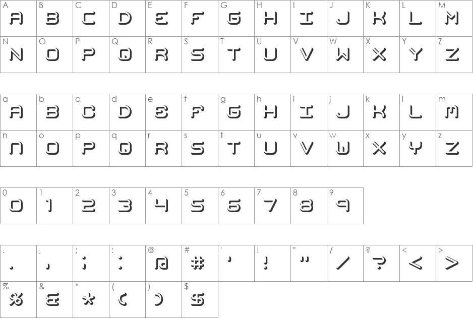 Mishmash Fuse BRK font character map preview