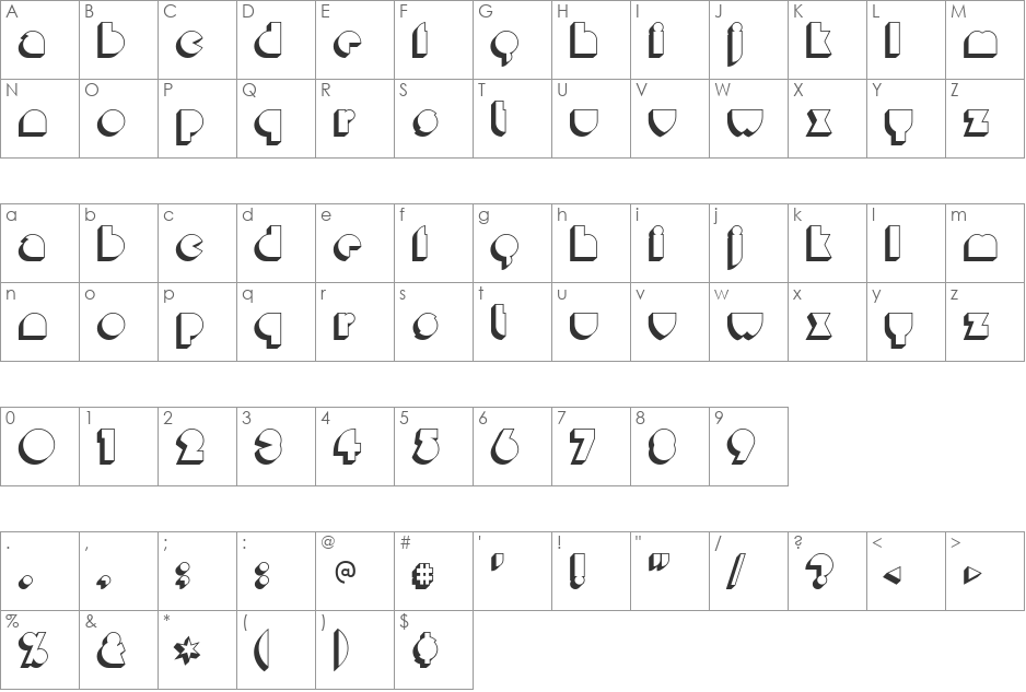 Misirlou font character map preview