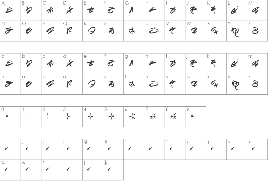 Miskatonic font character map preview