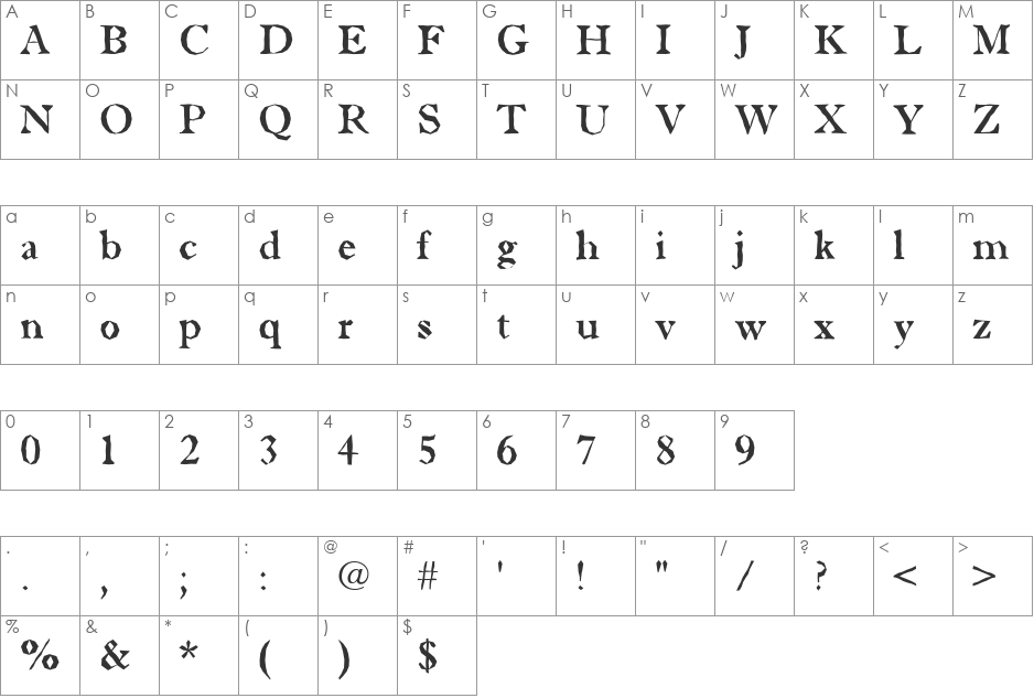 a_AntiqueTradyBrk font character map preview
