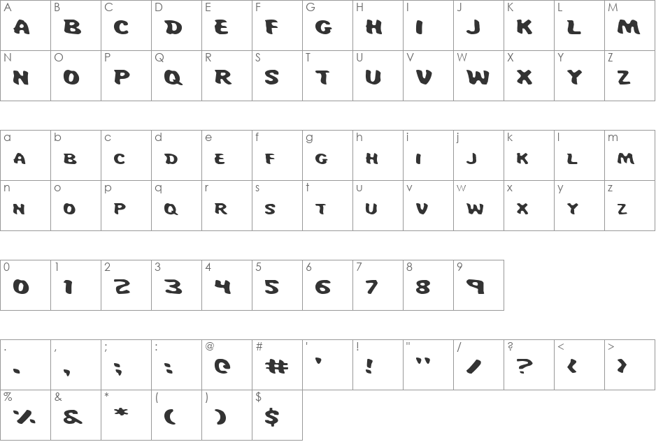 Miss Amanda Jones Exp font character map preview