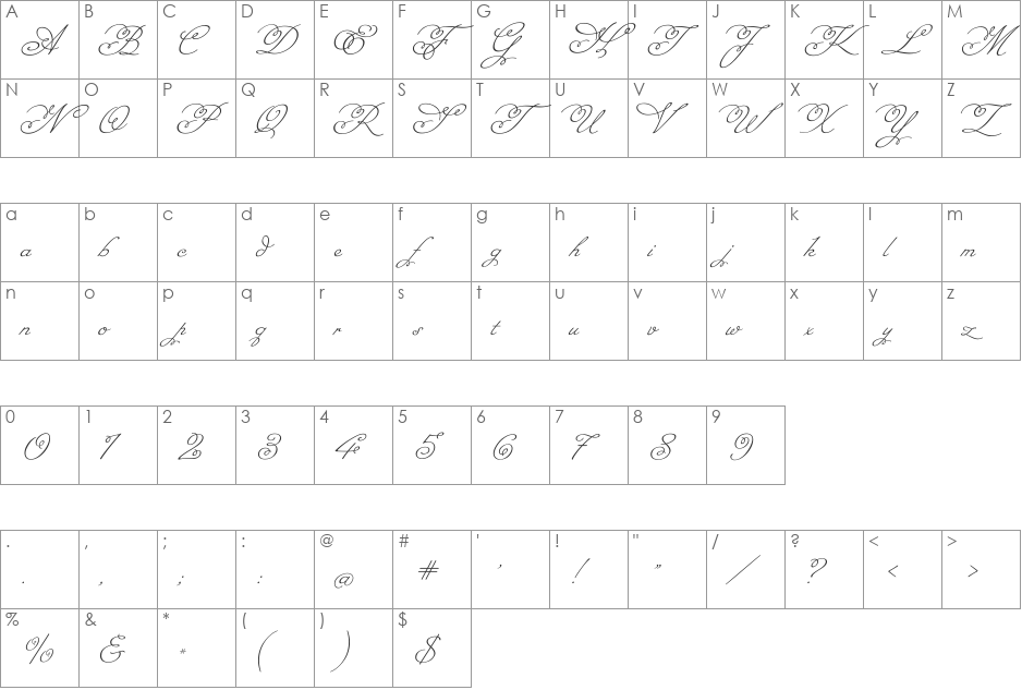 Miss Fajardose font character map preview