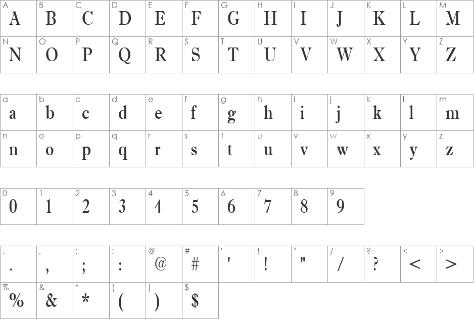 a_AntiqueTradyNr font character map preview