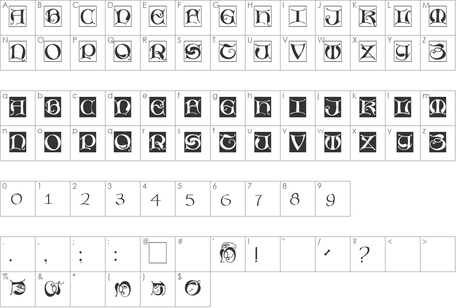 MissalUncialeMaster font character map preview