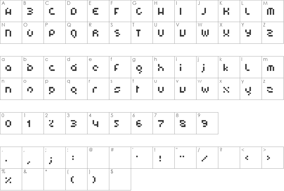 Missing8 font character map preview