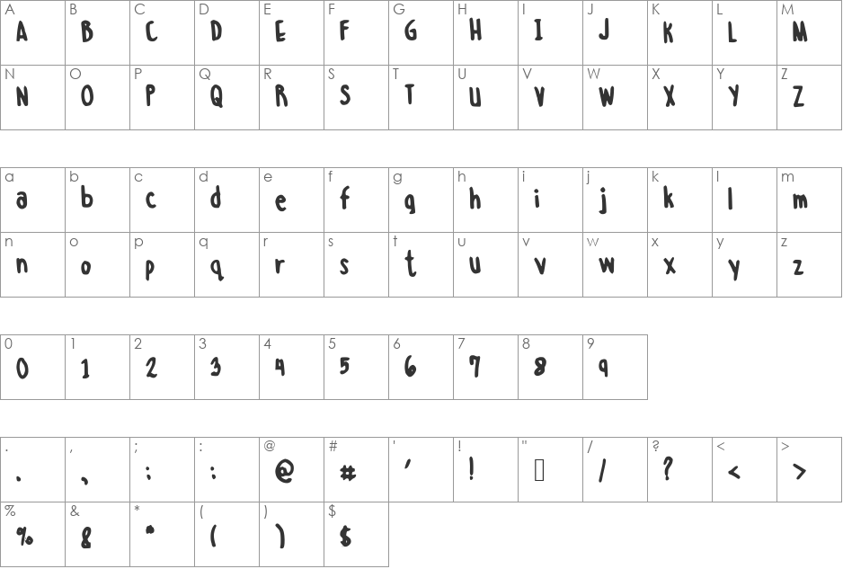 MissKatLaurente font character map preview