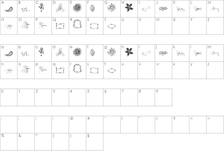 MissTiinaFunkFusion font character map preview