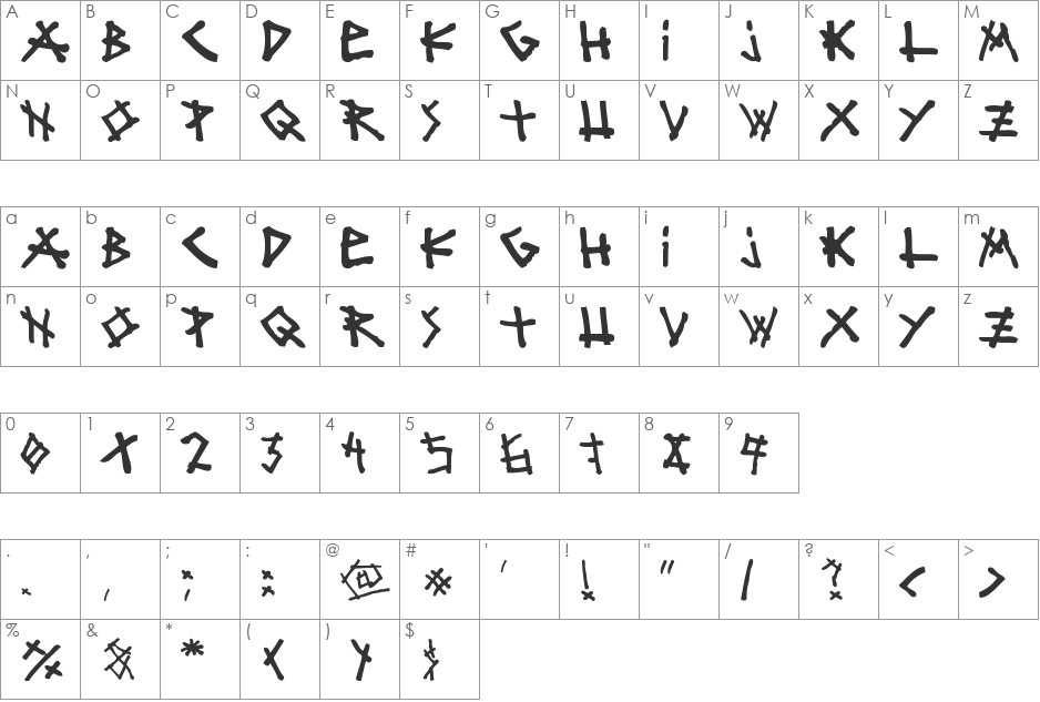 mister bambu font character map preview