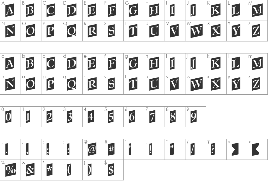 a_AntiqueTtlTrdCmUp font character map preview