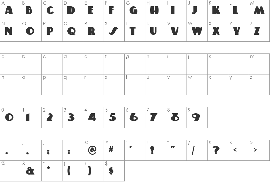 MisterChuckles font character map preview