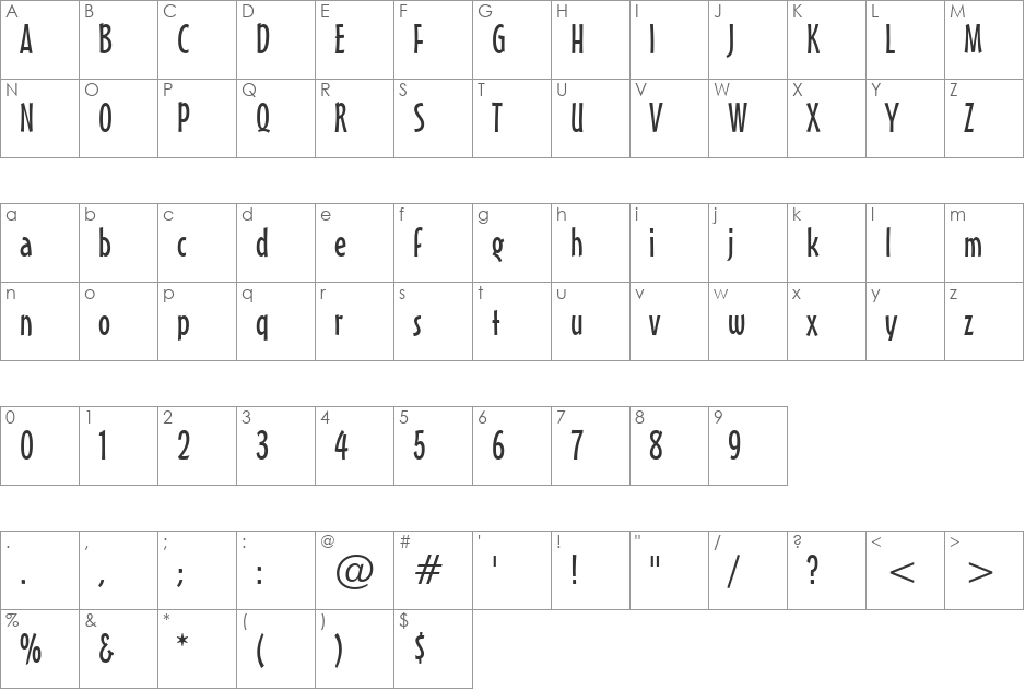 MisterEarl Lt BT font character map preview
