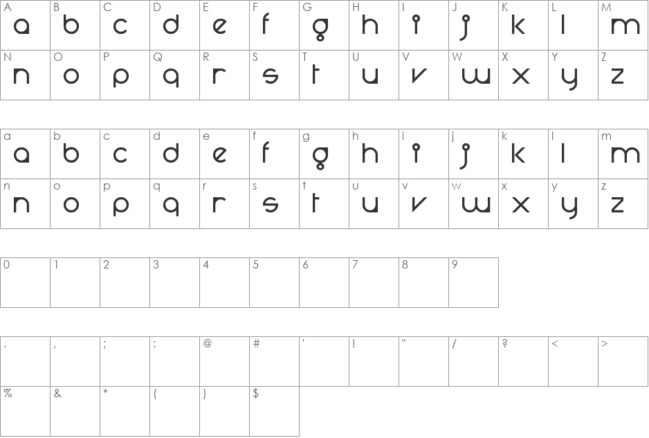 Misu Kim font character map preview