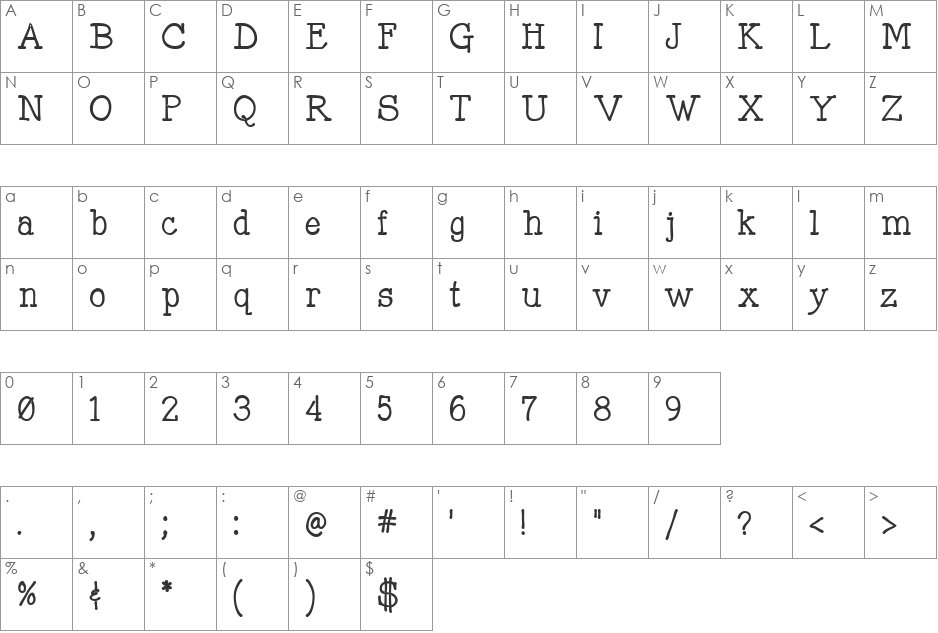 Mitchell Park font character map preview