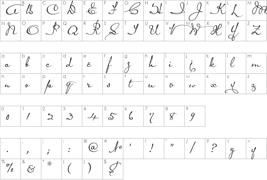 MitreSquare font character map preview