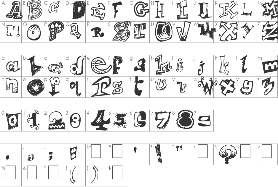 Mixagex font character map preview