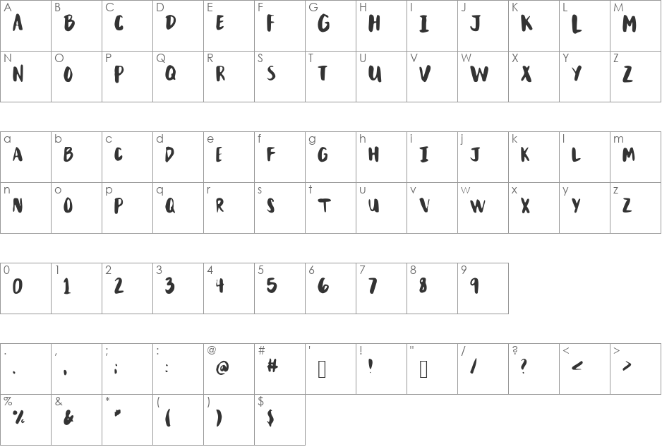 MixBrush font character map preview