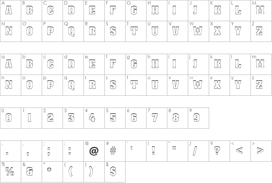 a_AssuanTitul3DUp font character map preview