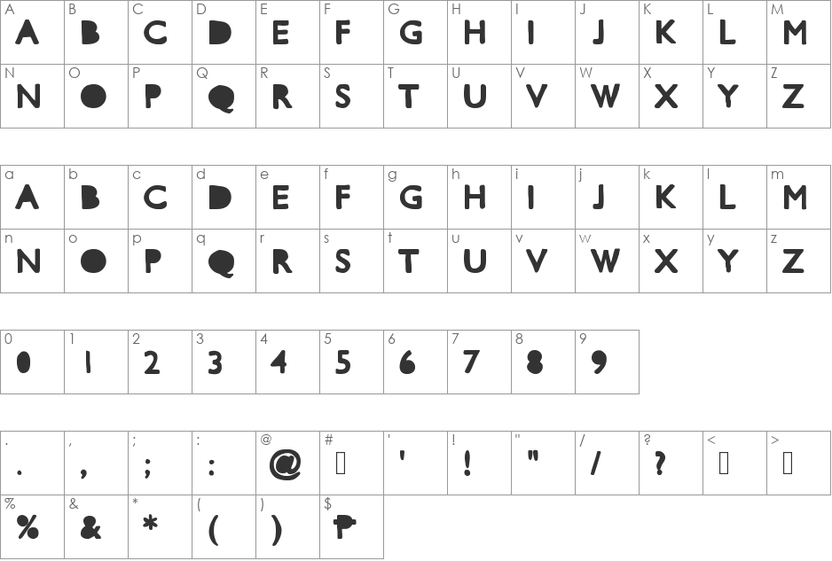 MixCutOuts font character map preview