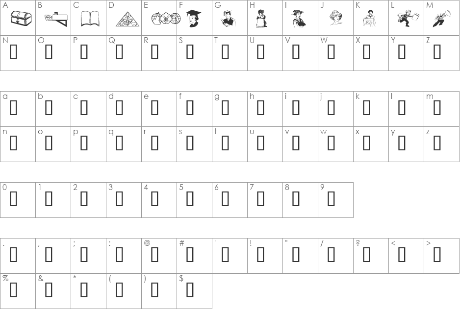 Mixed Bag 2 font character map preview