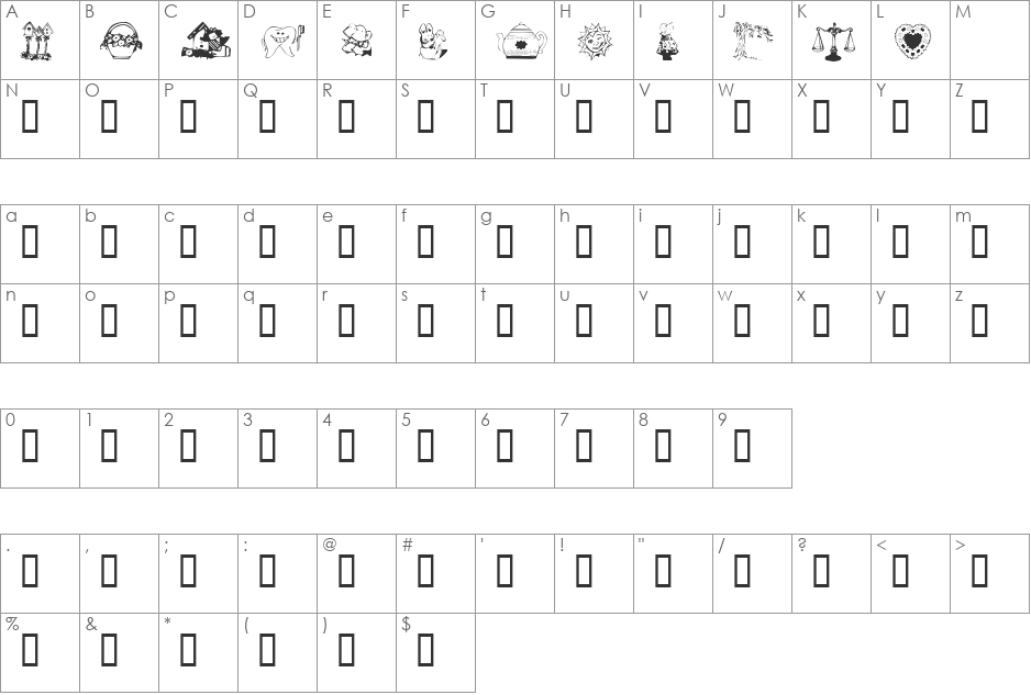 Mixed Bag 3 font character map preview