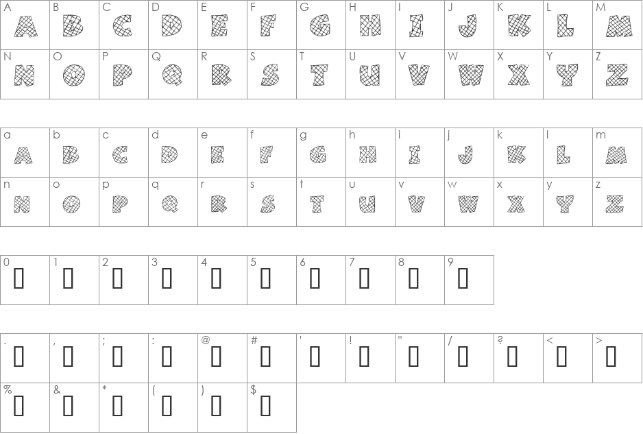 Mixed Grill font character map preview