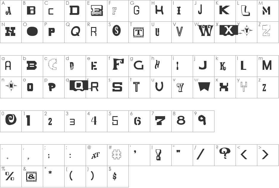 Mixed Messages JL font character map preview