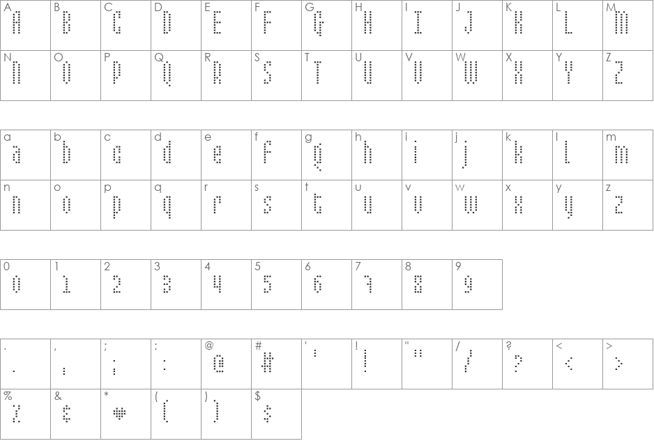 Mixelate II font character map preview