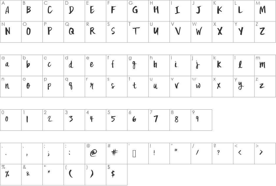 MixFickle font character map preview