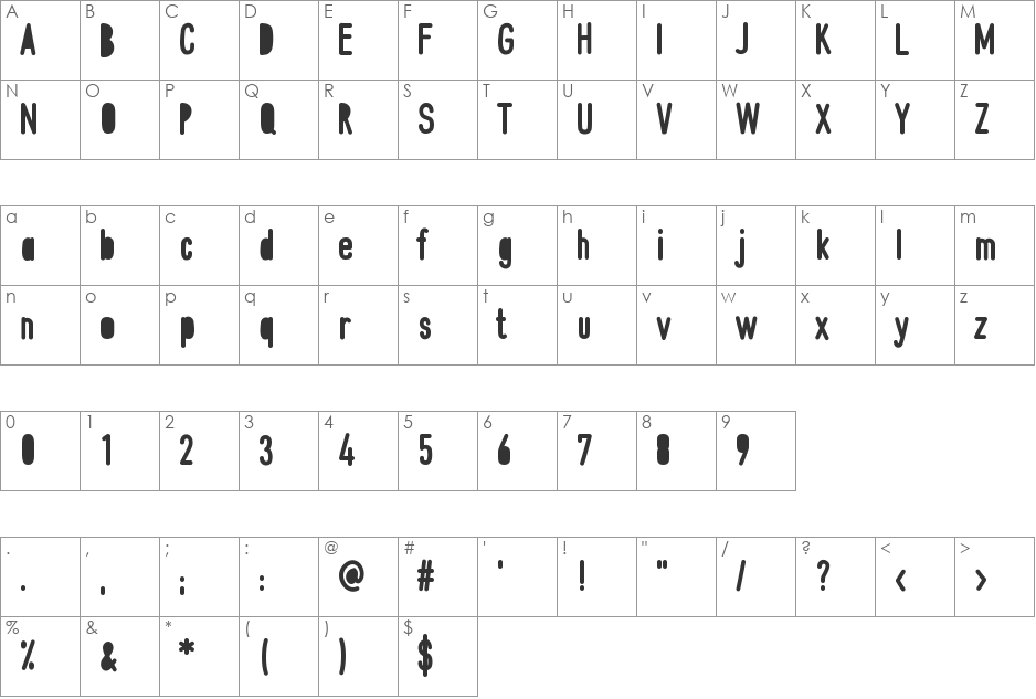 MixJib font character map preview