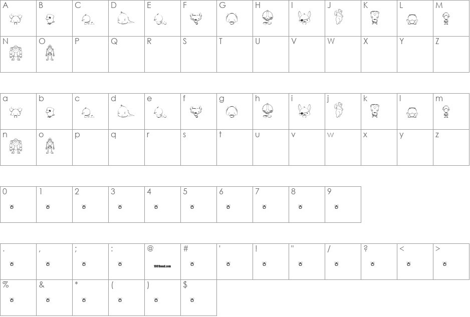 MixOne font character map preview