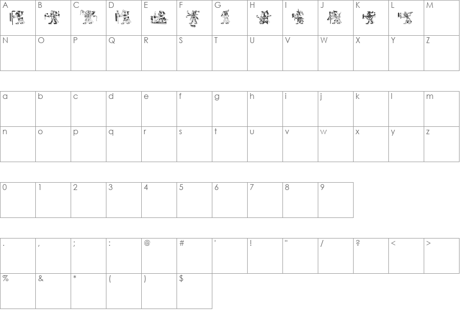 Mixtec Codice font character map preview