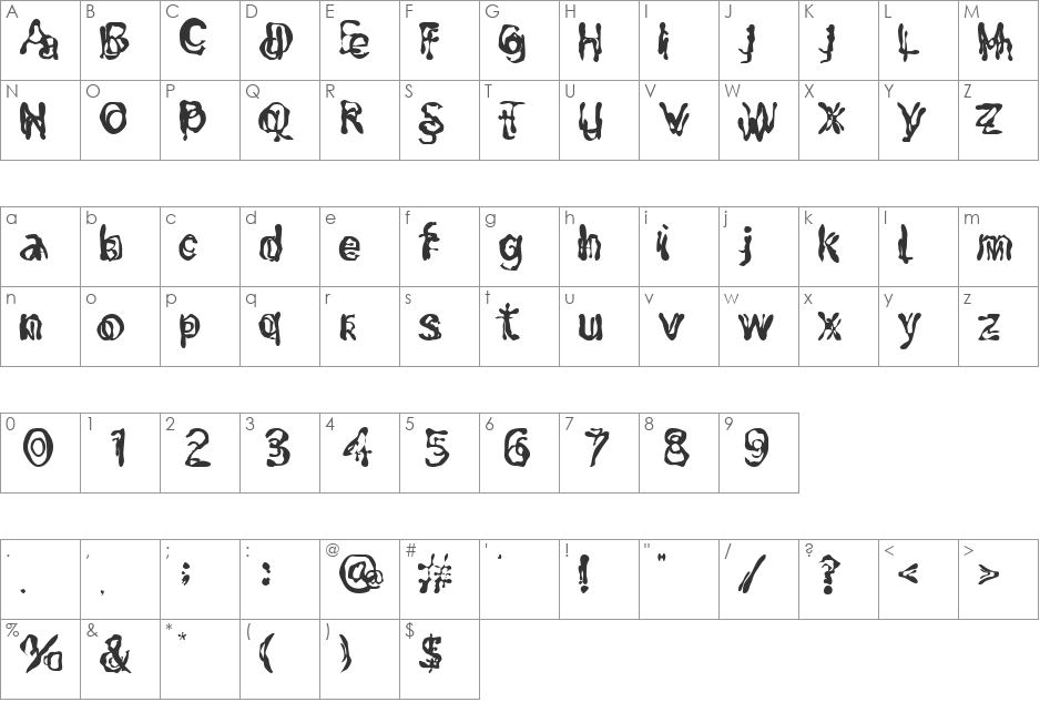 MixUp font character map preview