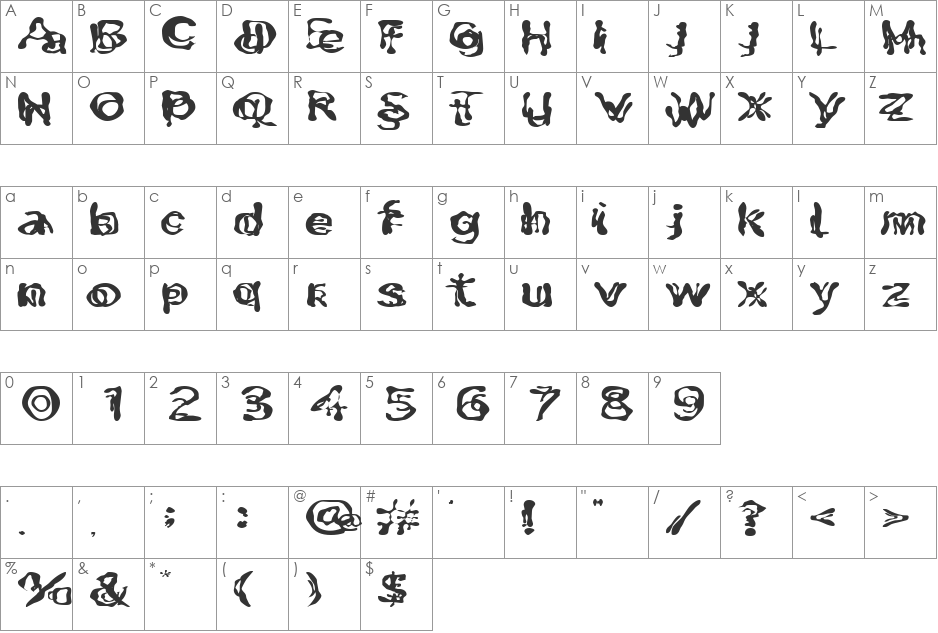 MixUpExtended font character map preview