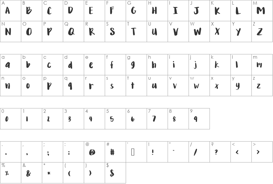 MixYonder font character map preview