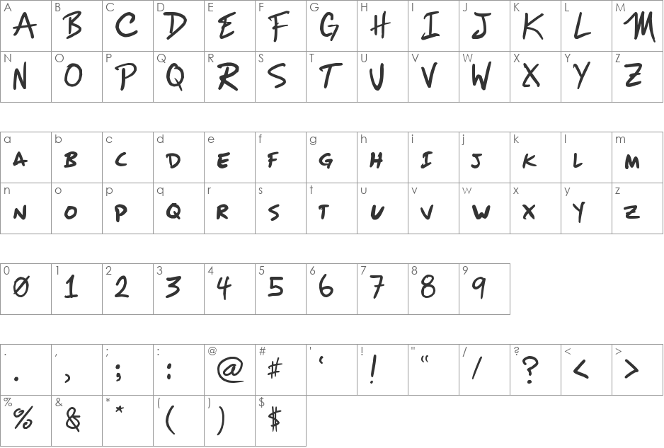 mizike font character map preview