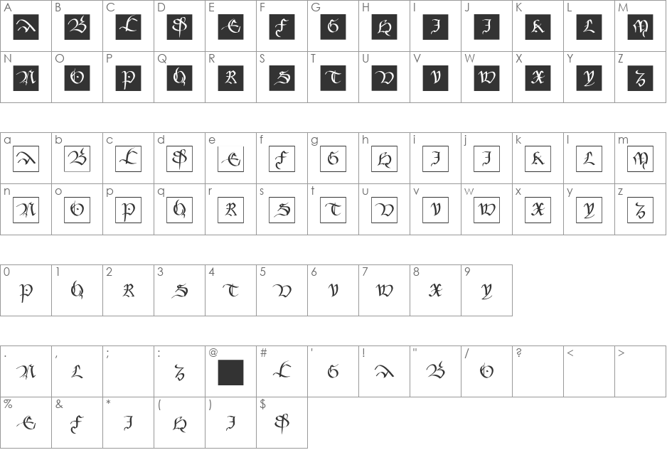 MKancellerescaCaps font character map preview