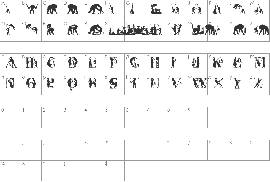 MKapish font character map preview