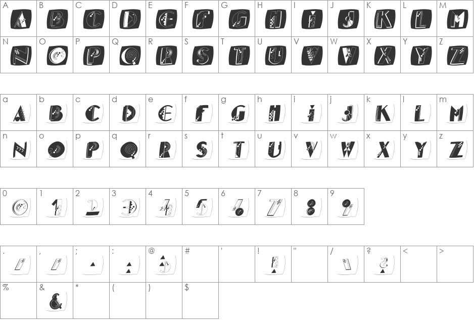 MKidge font character map preview