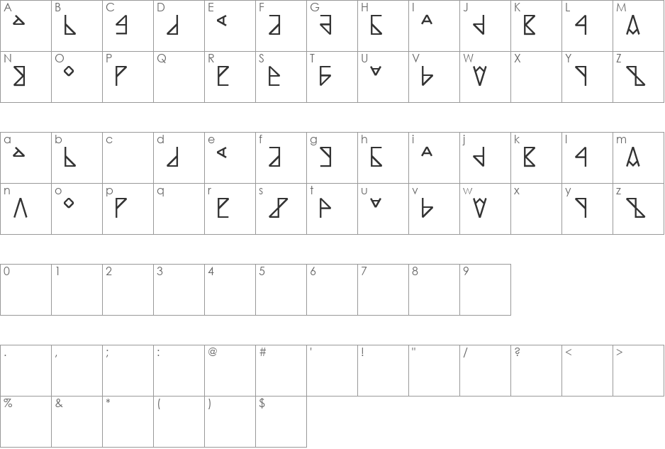MKRunes-Light font character map preview
