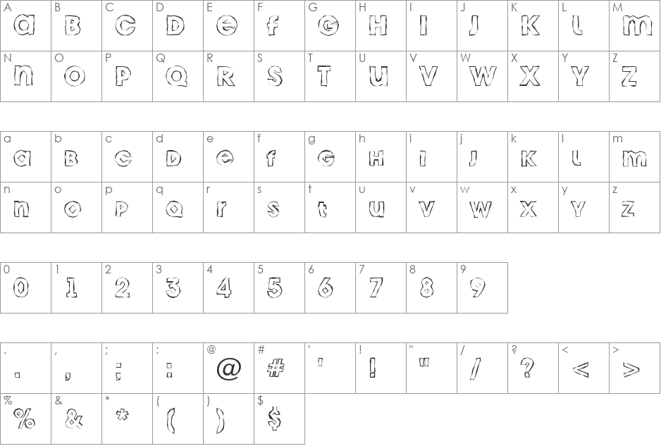 a_AvanteCpsLCBrkHll font character map preview