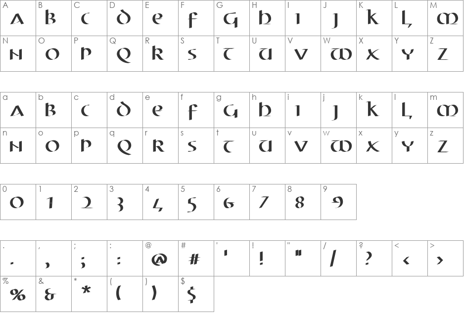 MKUnCialeObliqueFS font character map preview