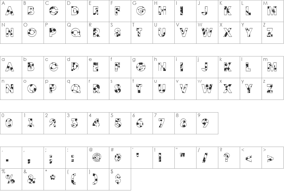 a_AvanteDrp font character map preview