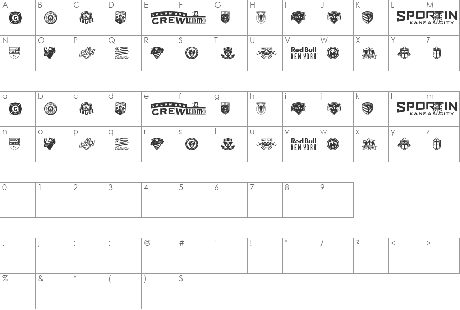 MLS ESAST font character map preview