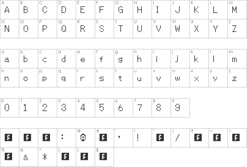 MMBNThin font character map preview