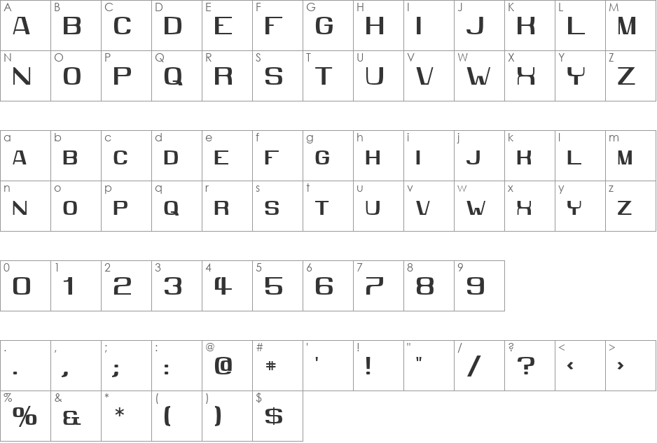 MMX2010 font character map preview