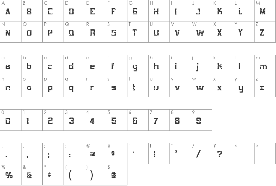 Mob Concrete font character map preview