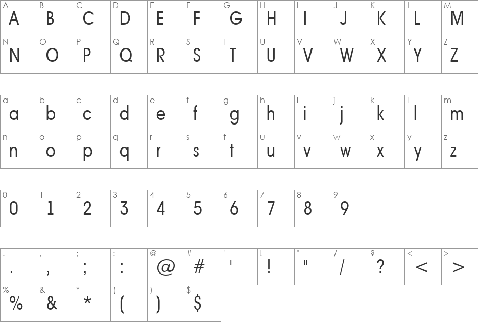 a_AvanteNrBook font character map preview