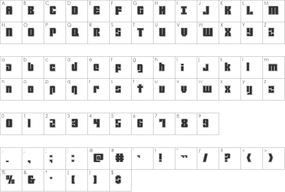 Mobile Infantry Academy font character map preview